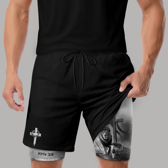 Discover John 3:16 Short, Christian Shorts For Men Women, Jesus Shorts, Cross Short, Men's Gym & Sport Shorts with Pockets, Bible Verse Activewear
