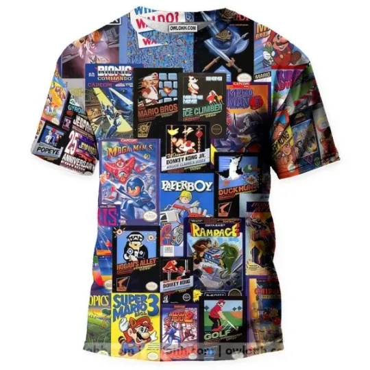 Discover Retro Video Game Cogllage 3D T-Shirt