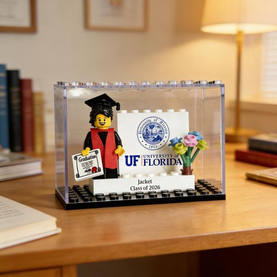 Personalized Graduation Minifigure Set with Custom Display Case | Custom Mini Figure Graduation Gift | Student Grad Gift for Him/Her