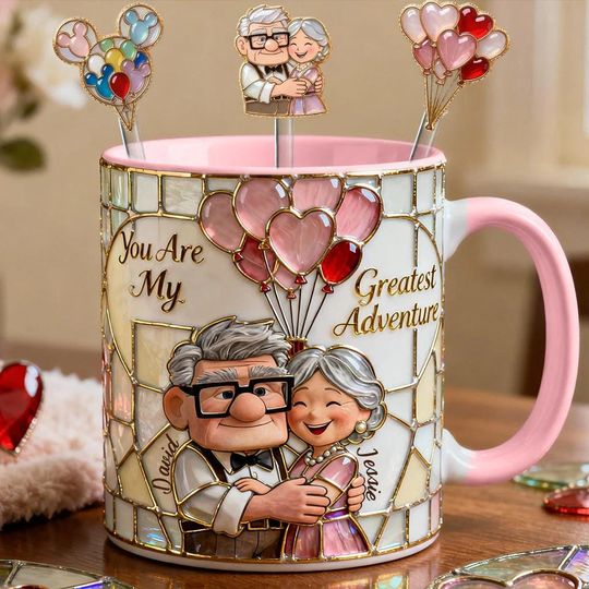 My Greatest Adventure Personalized 2D Accent Mug with Acrylic Stirrers, Grow Old With You Couple Mug, Valentine's Gift Set ipatudsn21804