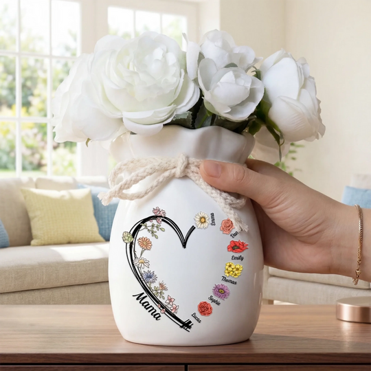 Custom Flower Vase With Ribbon - Personalized Mother's Day Birthday Gifts For Mom, Grandma - Every Bloom Belongs To Mama