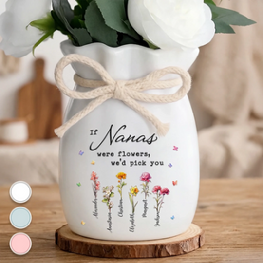 Custom Flower Vase With Ribbon - Personalized Mother's Day Birthday Gifts For Mom, Grandma - You Make Life Beautiful
