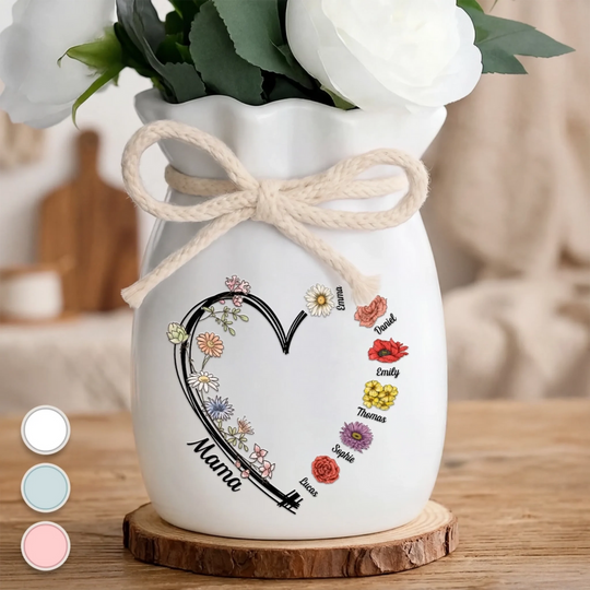 Custom Flower Vase With Ribbon - Personalized Mother's Day Birthday Gifts For Mom, Grandma - Every Bloom Belongs To Mommy