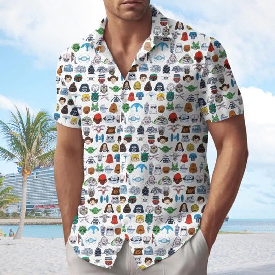 Discover Star Wars Hawaiian Shirt, Galactic Empire Summer Button Shirt, Sci-Fi Character Pattern Shirt, Movie Lover Gift, Darth Vader Beach Wear