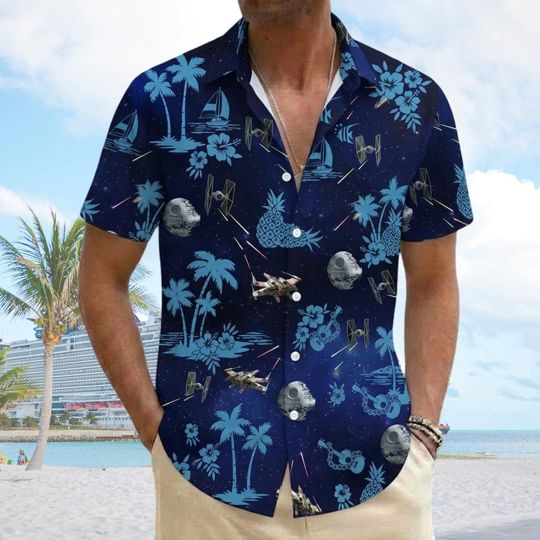 Discover Star Wars Space Hawaii Shirt, Space Ship Battle Button Shirt, Disney Trip Summer Shirt,Best Gifts Holiday, Star Wars Jedi Shirt,Gift For Him