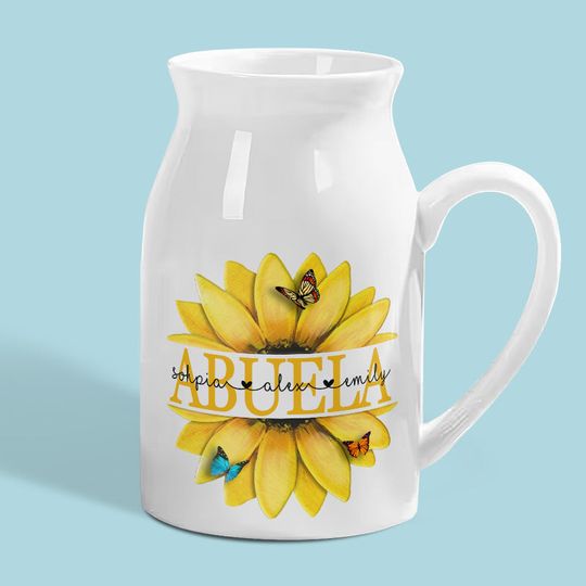 Grandma's Flowers Blossom In Children's Hearts - Family Personalized Custom Home Decor Flower Vase - Mother's Day, House Warming Gift For Mom, Grandma