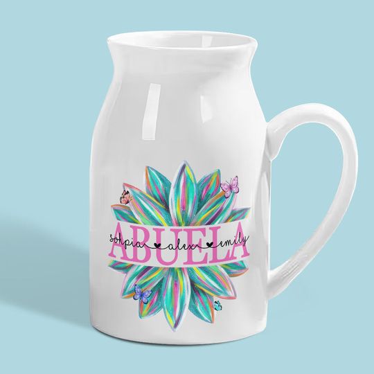 Mommy's Flowers Blossom In Children's Hearts - Family Personalized Custom Home Decor Flower Vase - Mother's Day, House Warming Gift For Mom, Grandma