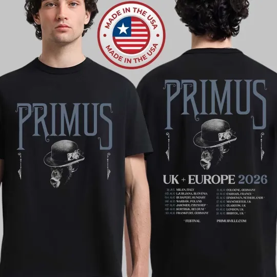 Discover Primus UK And Europe 2026 Tour Schedule Dates T Shirt