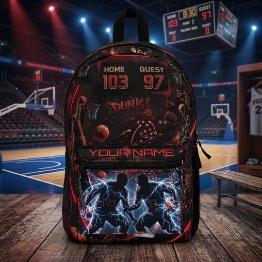 Discover Personalized Boys' Basketball Backpack with Custom Name | Sports Kids School Bag with Dunk Design