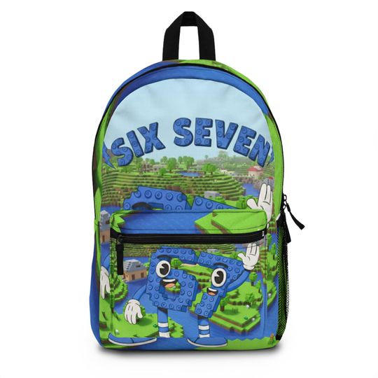 Discover Six Seven 6 7 Bainrot Meme Kid School Backpack, Blue Green
