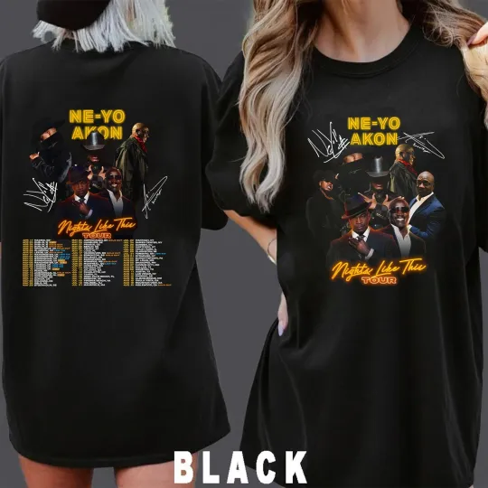 Discover Ne-yo & Akon Nights Like This Tour 2026 Double Sided Inspired T-Shirt