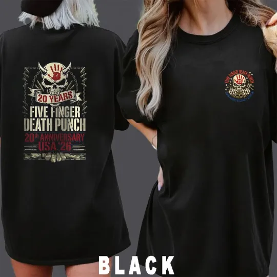 Discover Five Finger Death Punch 20th Anniversary USA Tour 2026 Inspired New T-shirt