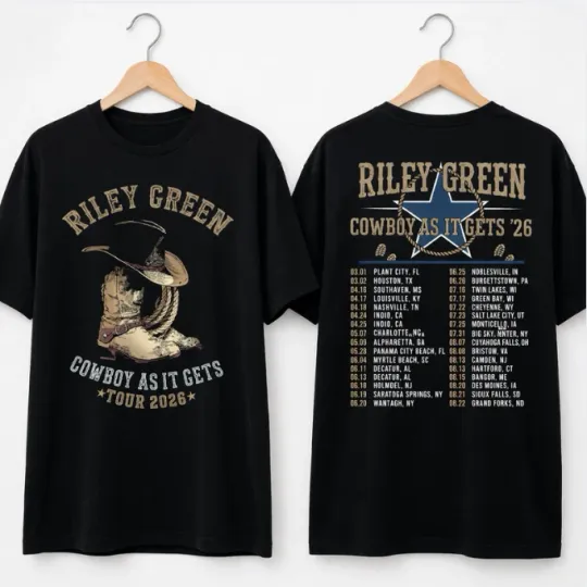 Discover Riley Green Shirt Cowboy as It Gets Tour 2026 T-Shirt