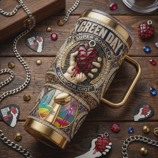 Discover Punk Rock Stainless Steel Tumbler with Handle, Alternative Music Travel Mug, Edgy Style 40oz Coffee Cup Gift