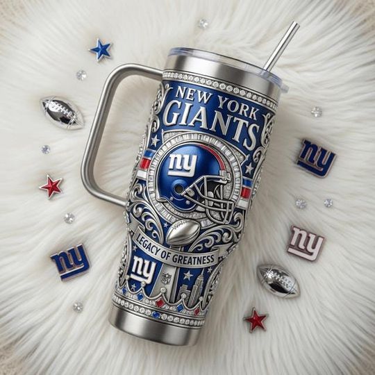 Discover Football Team Stainless Steel Tumbler with Handle, Game Day Travel Mug, Sports Fan 40oz Coffee Cup Gift