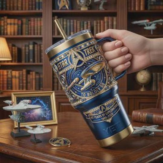 Discover Sci-Fi Space Adventure Tumbler with Handle, Galaxy Exploration Fan Mug, Stainless Steel Insulated Travel Cup, Space Lover Gift Drinkware