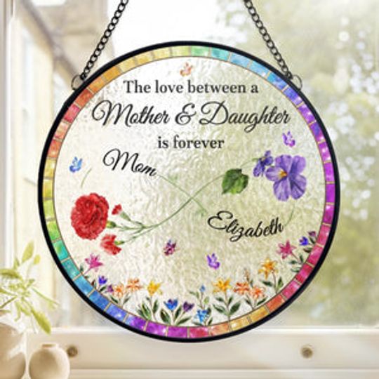 Discover Custom Stained Glass Window Hanging Suncatcher - Personalized Mother's Day Gifts For Mom, Daughter - A Bond Like No Other