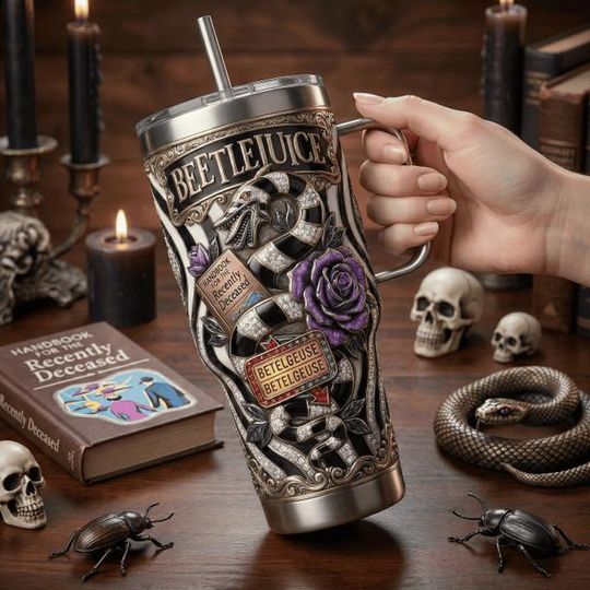 Discover Gothic Spooky Stainless Steel Tumbler with Handle, Dark Fantasy Travel Mug, Halloween Aesthetic 40oz Coffee Cup Gift