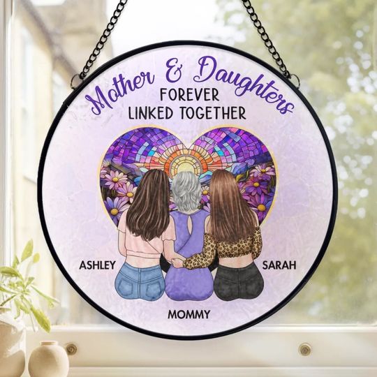 Discover More Than Flesh And Blood, We’re Heart And Soul - Family Personalized Custom Stained Glass Window Hanging Suncatcher - Mother's Day, Gift For Mom, Daughter