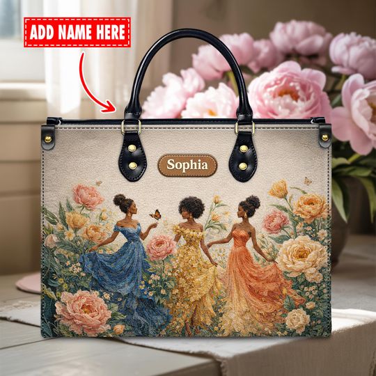 Discover Custom Name Leather Handbag with Floral Art for Empowering Women