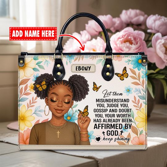 Discover Custom Leather Handbag Black Girl Magic Inspirational Woman Bag for Women Christmas Gift