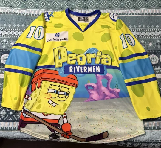 SPHL Peoria Rivermen SpongeBob Team Signed Hockey Jersey