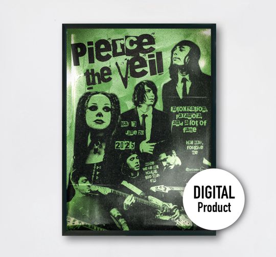 Discover Grunge Pierce the Veil Poster | Digital Download | Emo Band Wall Art | Scene Kid Room Decor | Alternative Rock Art Print