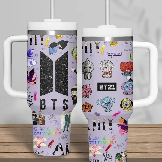 Discover Korean Pop Sta Music Tumbler 40oz Stainless Steel Cup with Handle