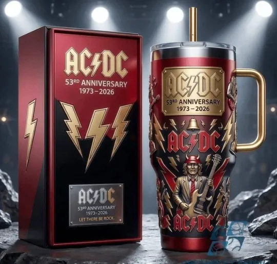 Discover AC dc 53rd Anniversary Tumbler With Handle Stainless Steel Insulated Travel Mug