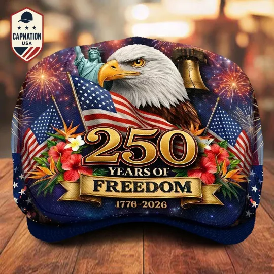 Discover Jeff Cap America 250th Anniversary Golf Driving Summer Flat Cabbie Newsboy