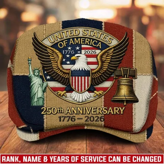 Discover Jeff Cap America 250th Anniversary Golf Driving Summer Flat Cabbie Newsboy2