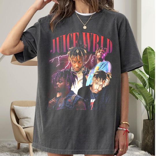 Discover Juice WRLD Vintage Collage Graphic T-Shirt  Retro Pop Music Concert Tee