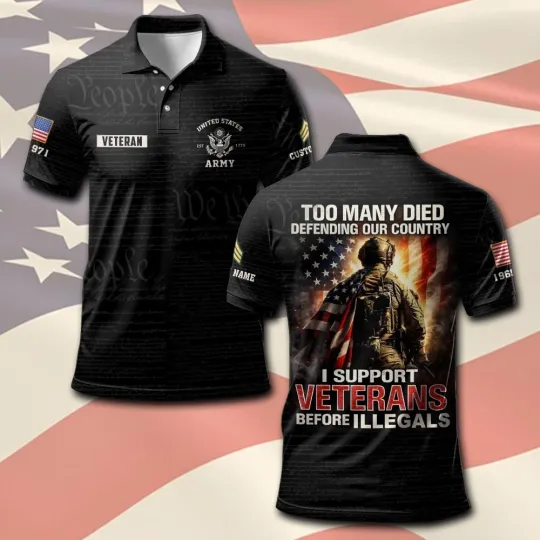 Discover Custom Name US Army 250th Anniversary AOP 3D Polo Full Size
