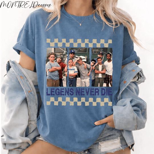 Discover Legends Never Die T-Shirt, The Sandlot Baseball Squad Tee, Vintage Movie Baseball Shirt