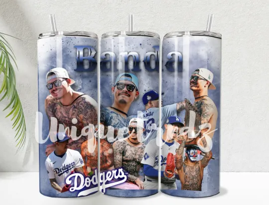 Discover LA Dodgers Banda Player 20oz Insulated Stainless Steel Tumbler with Lid and Straw