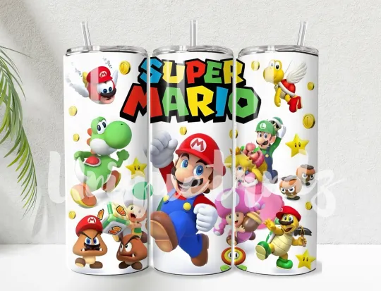 Super Mario Party Straight 20oz Tumbler Mug Cup Insulated Stainless Steel
