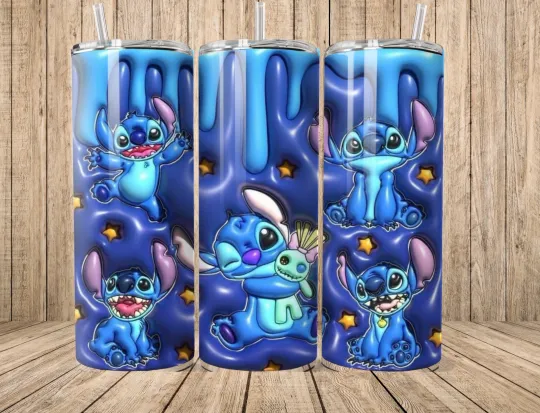 Discover Stitch 3D Blue Straight 20oz Tumbler Insulated Stainless Steel