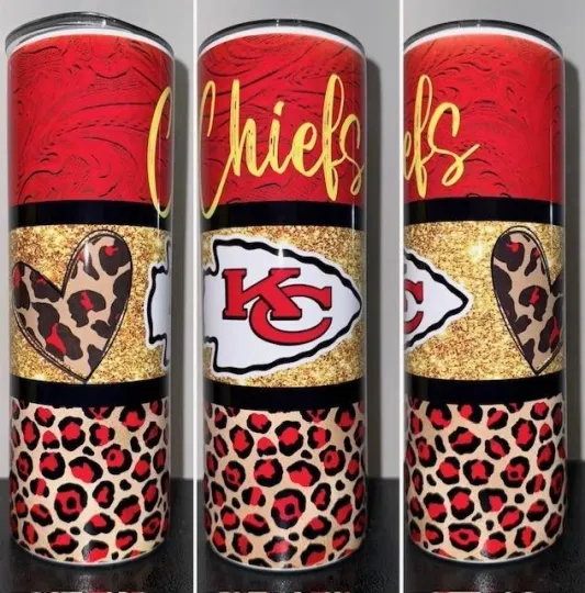 Discover GIRL KANSAS CITY KC CHIEFS LEOPARD 20 OZ STAINLESS STEEL TUMBLER CUP +LID STRAW