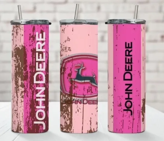 Discover PINK GIRL JOHN Dee FARMER FARM 20 OZ STAINLESS STEEL TUMBLER CUP + LID & STRAW