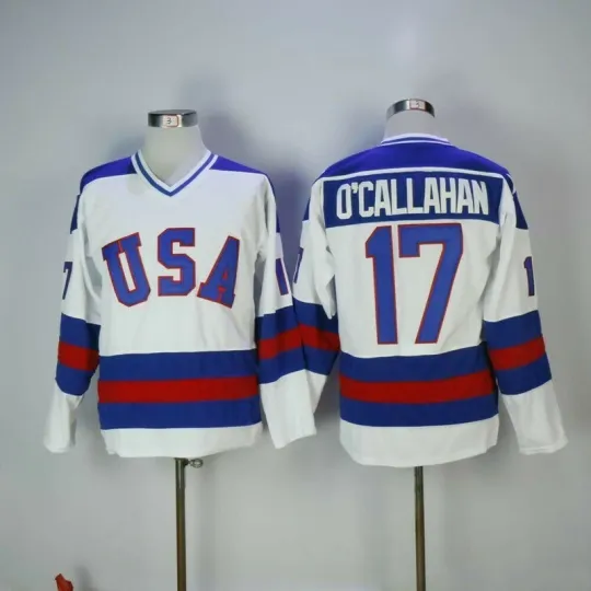Discover 17# Jack O'Callahan Ice Hockey Jerseys 1980 Miracle on Ice Movie Printed