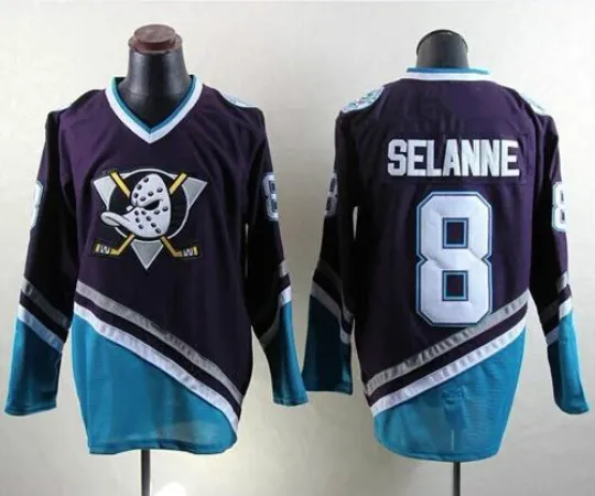 Discover Ice Hockey Jerseys Vintage Mighty Duckss #8 SELANNE Ice Hockey Jersey Printed