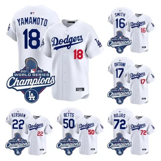 Discover Men's Dodgerss Player World Champions Collection Printed Baseball Jersey