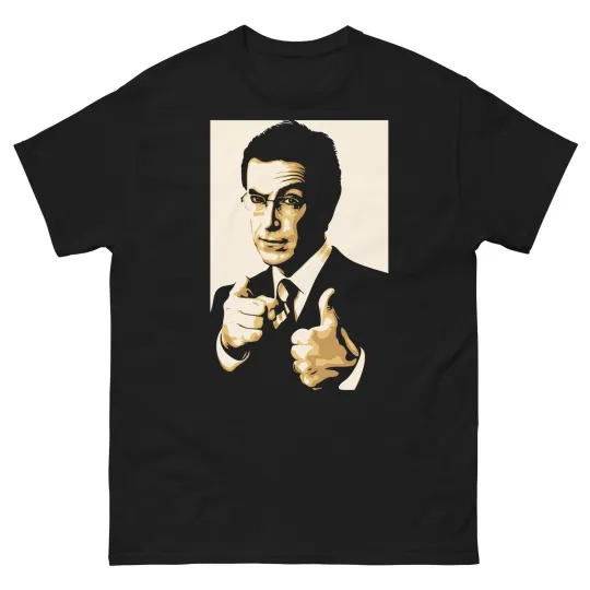 Discover Stephen Colbert Portrait Black Graphic T Shirt Unisex Fan Gift