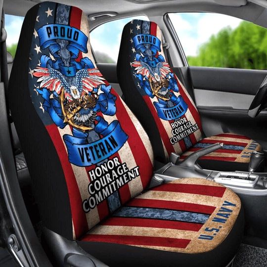Discover Navy Veteran Seat Covers, Patriotic Truck, SUV, Jeep Decor