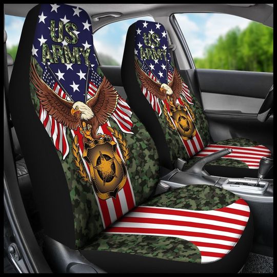 Discover Army Camo Car Seat Covers, Military Eagle Design