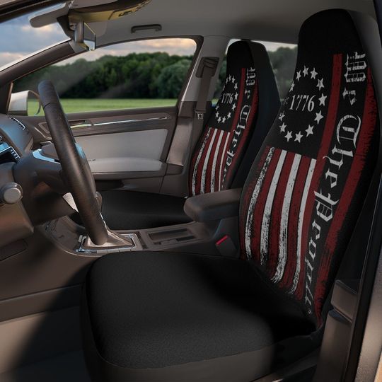 Discover Vintage USA Flag Car Seat Covers, Patriotic 1776 Design