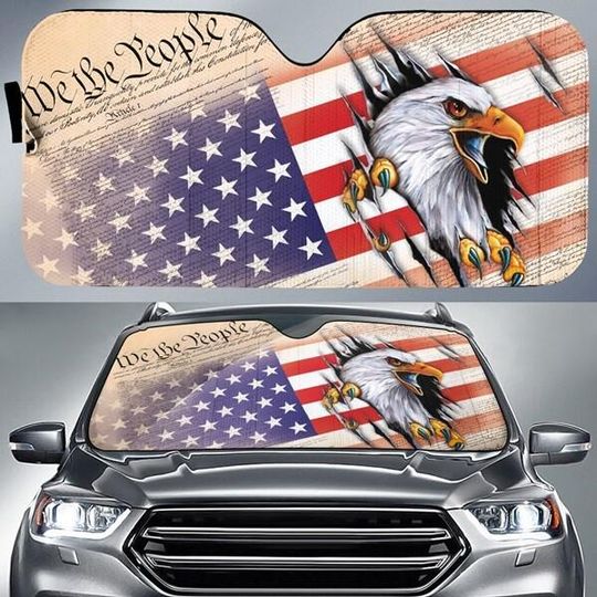Discover USA 250th Anniversary Car Windshield, We The People 250 Years Car Decor, Patriotic Eagle Car Sun Shade, 250 Years Of Freedom Car Accessory