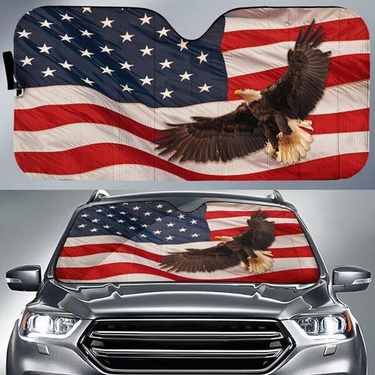 Discover Patriotic Eagle Car Sun Shade, USA 250th Anniversary Car Windshield, 1776-2026 Patriotic Semiquincentennial Car Decor, 250th Car Accessory