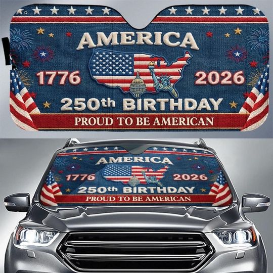 Discover Car Windshield Sunshade, America 250th, 4th Of July Keepsake Family Gift Idea, 1776-2026 Anniversary Present, Semiquincentennial Gift