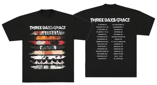 Discover Three Days Grace 2026 Album Stripe Tour T-Shirt